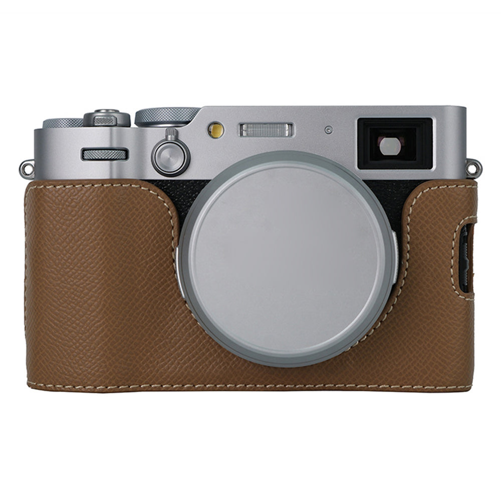 For Fujifilm X100VI Palm Texture Camera Bottom Case Easy to Replace Battery Leather Half Body Bag