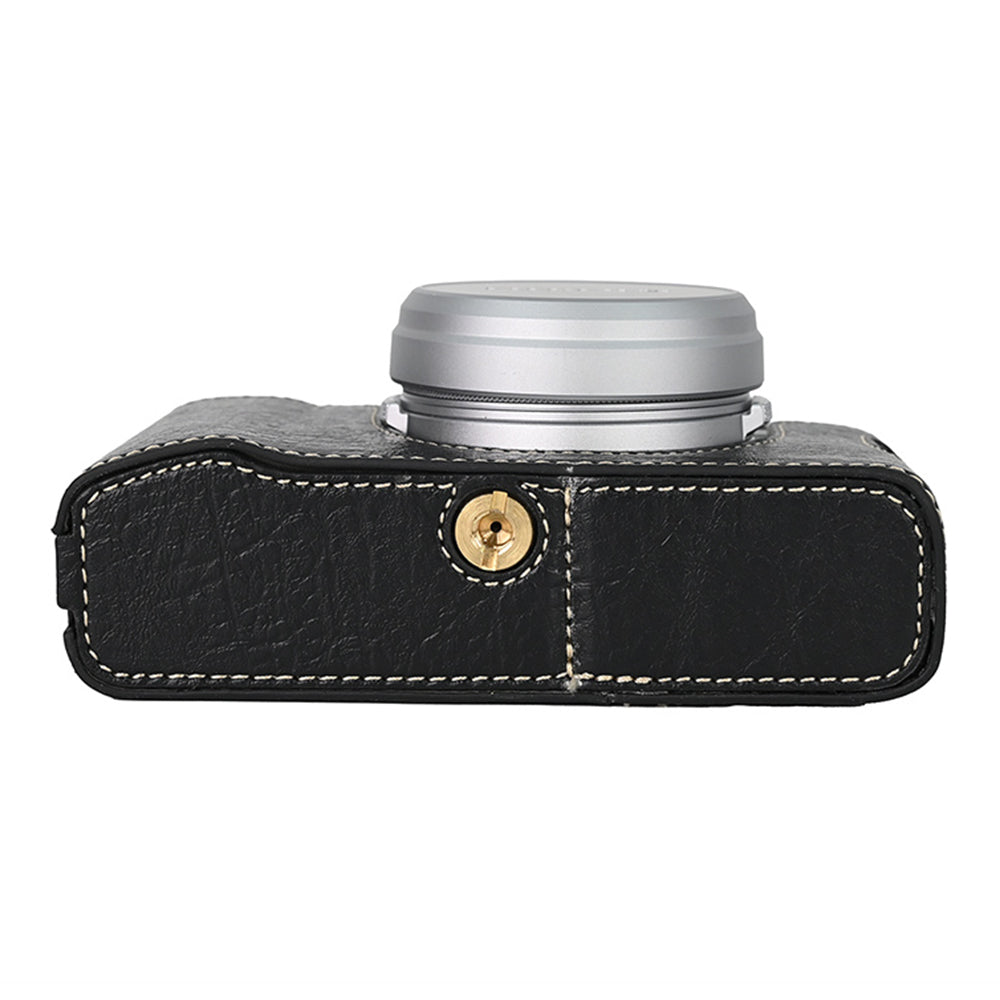 For Fujifilm X100VI Tree Grain PU Leather Camera Bottom Cover Half Body Case with Battery Opening