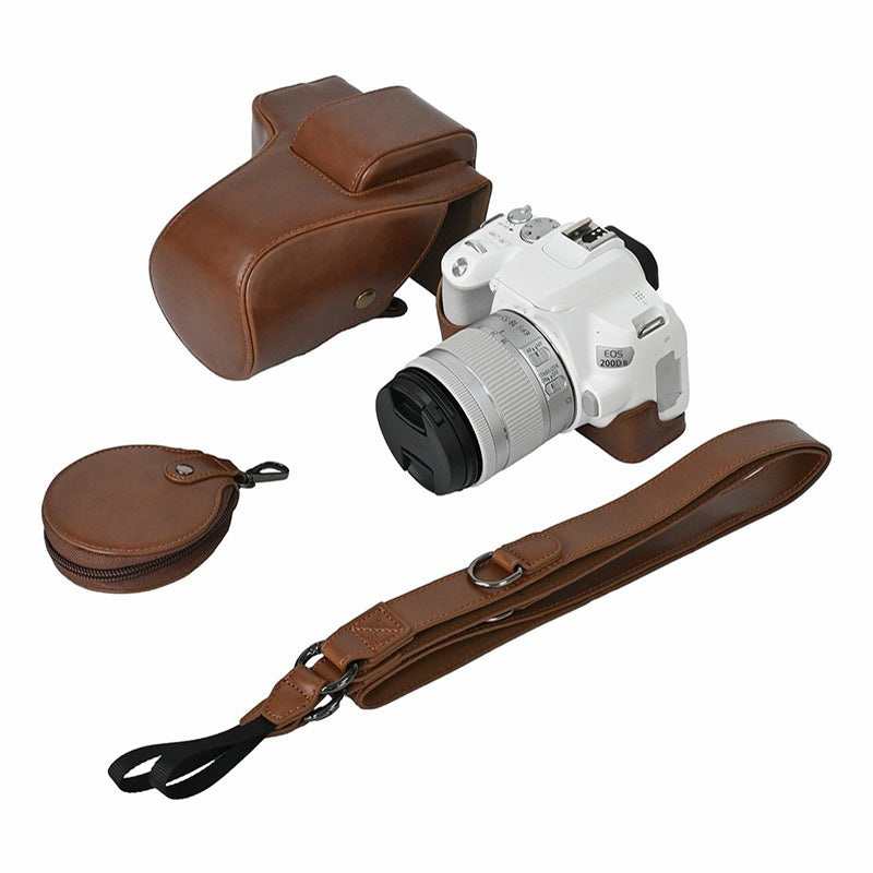 For Canon EOS 200D / 200D II Camera Bottom Case Leather Cover Easy to Change Battery