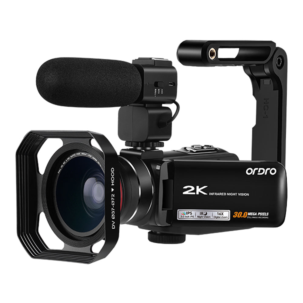 ORDRO Z63 16X Digital Zoom Full HD 2K 3.0-inch Touch Screen Digital Camera + Mic + Bracket + Shading Hood