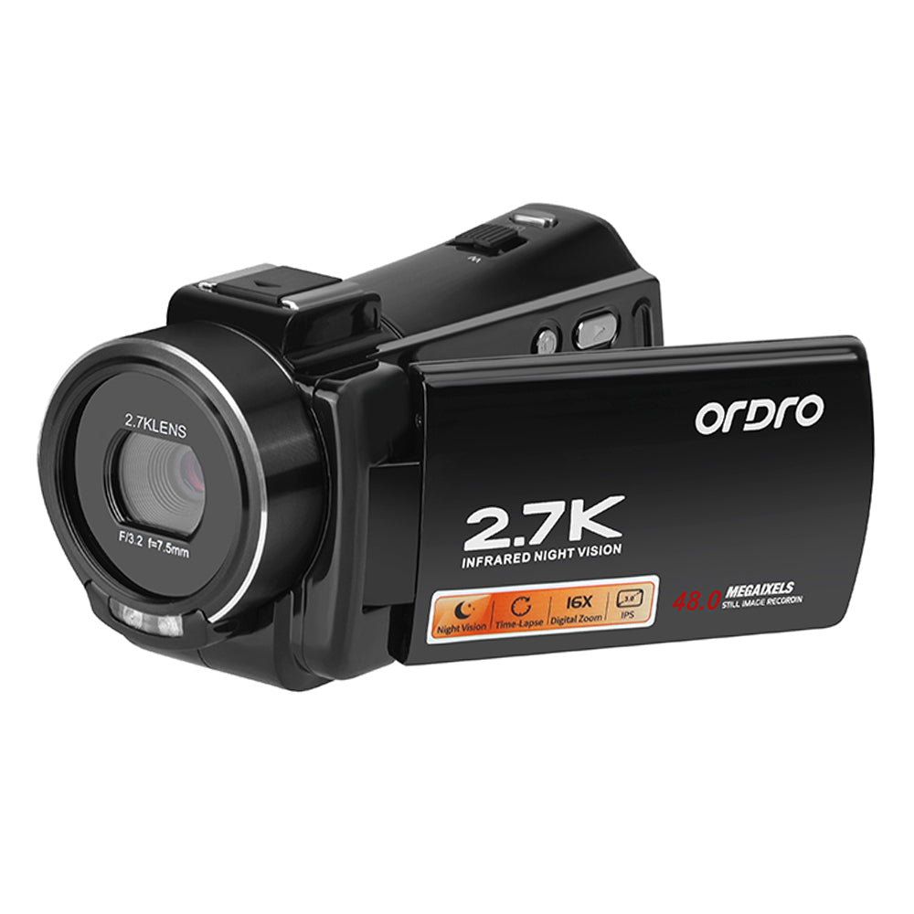 ORDRO V17 Night Vision 3.0-inch Touch Screen 16X Zoom 2.7K HD Digital Video Camera