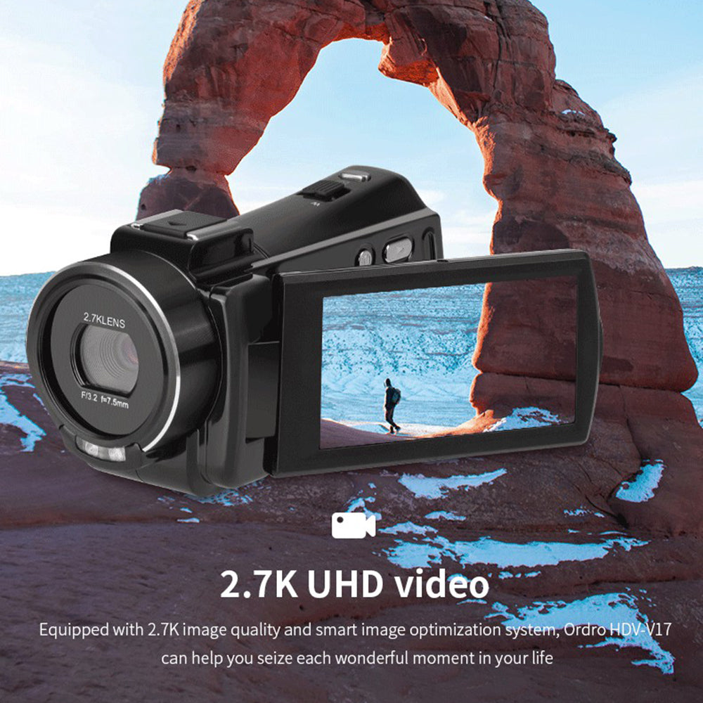 ORDRO V17 Night Vision 3.0-inch Touch Screen 16X Zoom 2.7K HD Digital Video Camera
