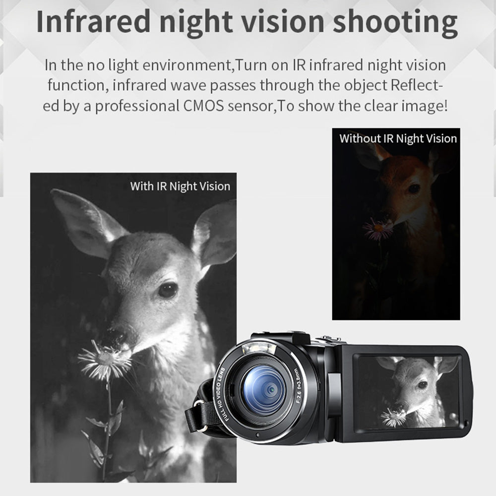 ORDRO Z20 3.0-inch 1080P HD Video Camera Night Vision Digital Camcorder with Microphone and Lend Hood