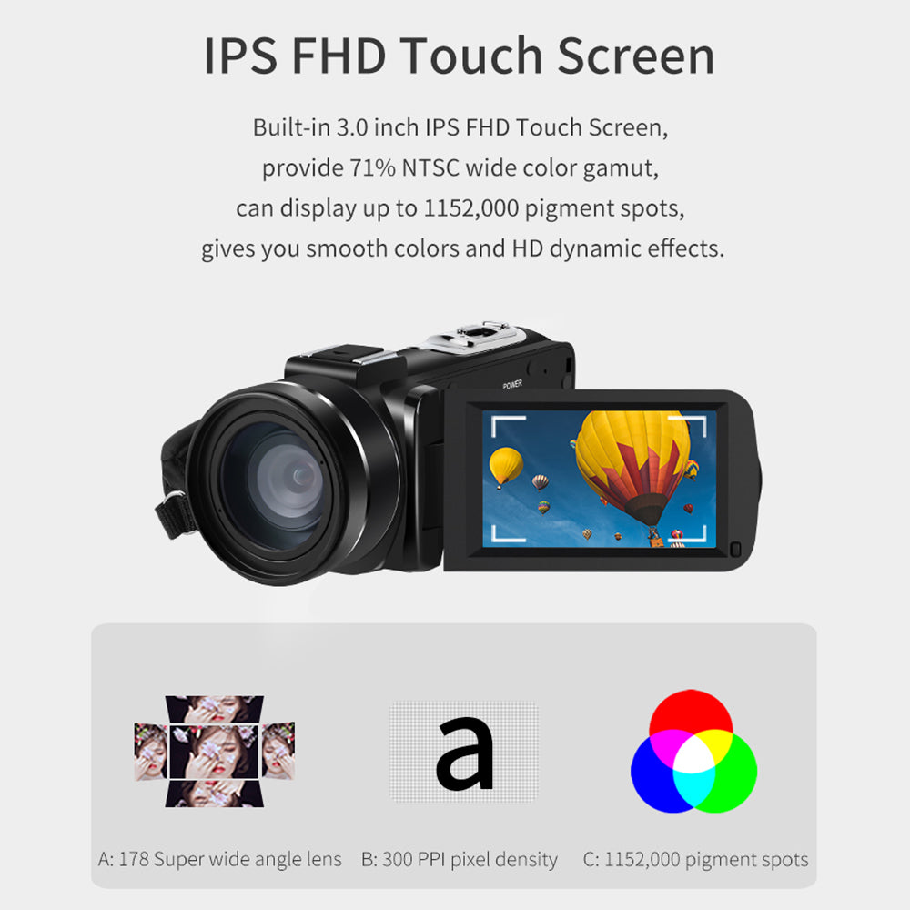 ORDRO Z63 16X Digital Zoom Full HD 2K 3.0-inch Touch Screen Digital Camera, Standard Version