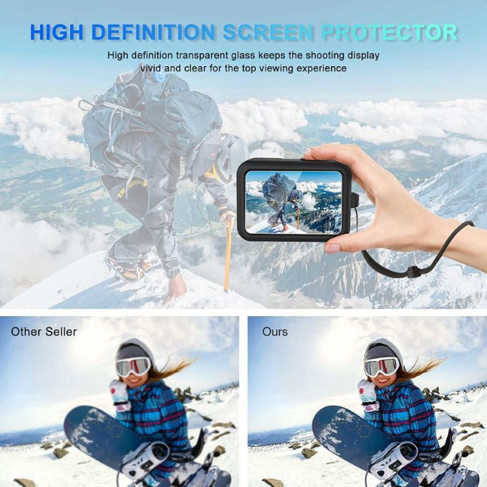 For GoPro 9 / 10 / 11 / 12 Waterproof Case Tempered Glass Film Filter Anti-fog Sheet Set