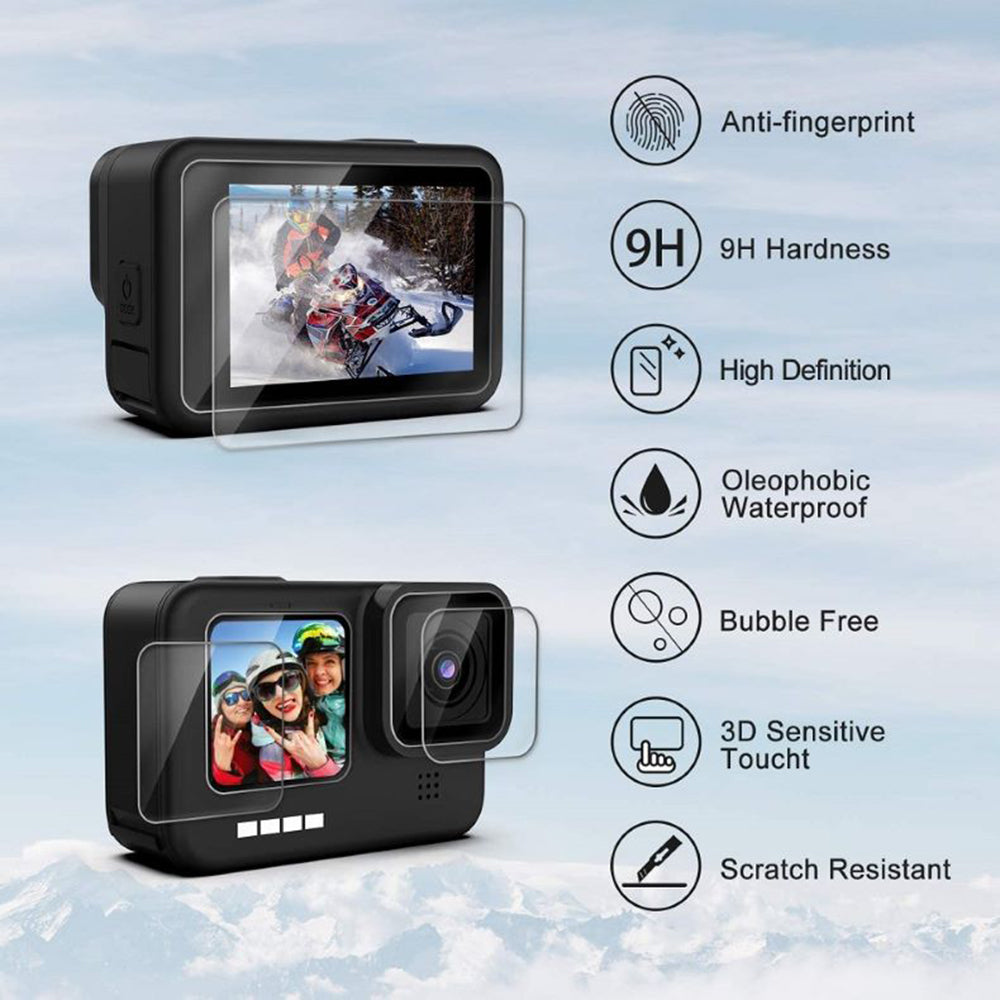 For GoPro 9 / 10 / 11 / 12 Waterproof Case Tempered Glass Film Filter Anti-fog Sheet Set