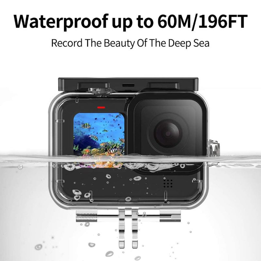 For GoPro 9 / 10 / 11 / 12 Waterproof Case Tempered Glass Film Filter Anti-fog Sheet Set