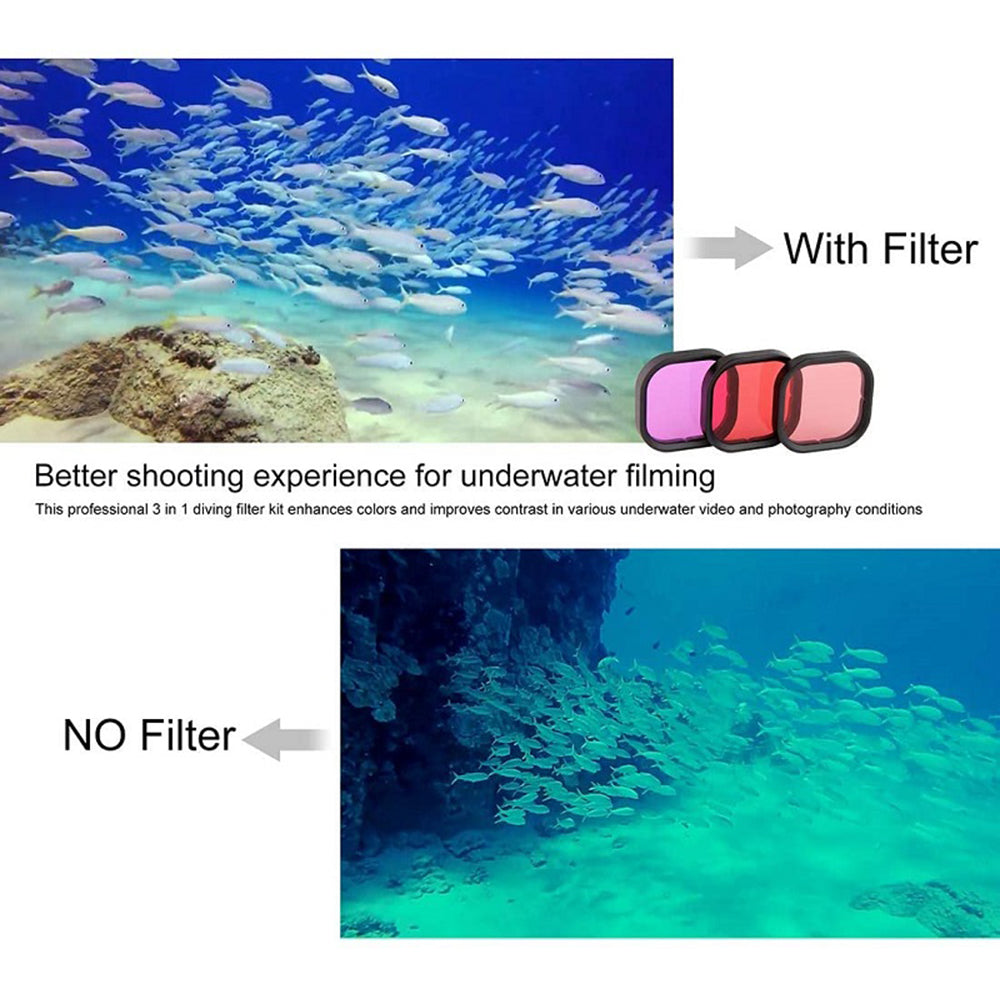 For GoPro 9 / 10 / 11 / 12 Waterproof Case Tempered Glass Film Filter Anti-fog Sheet Set