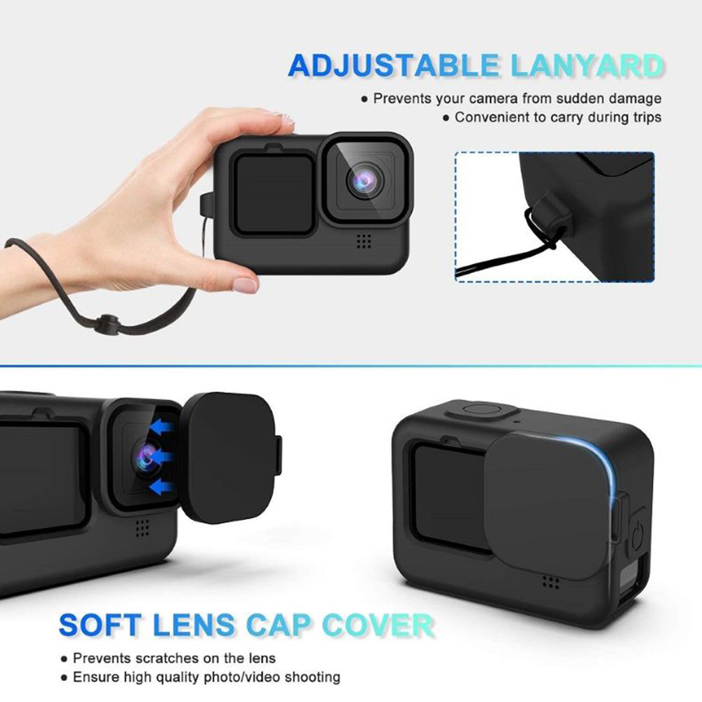 For GoPro 9 / 10 / 11 / 12 Waterproof Case Tempered Glass Film Filter Anti-fog Sheet Set