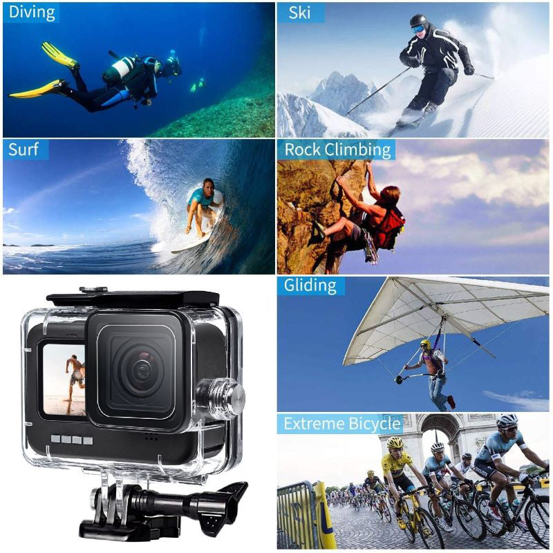Accessories Kit for GoPro Hero 12 11 10 9 Waterproof Housing Tempered Glass Flim Filters