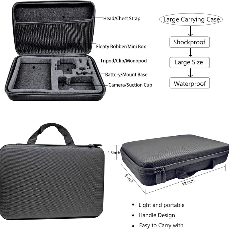 54-in-1 Accessories Kit for GoPro Hero 12 11 10 9 Waterproof Housing Silicone Case Tempered Glass Flim
