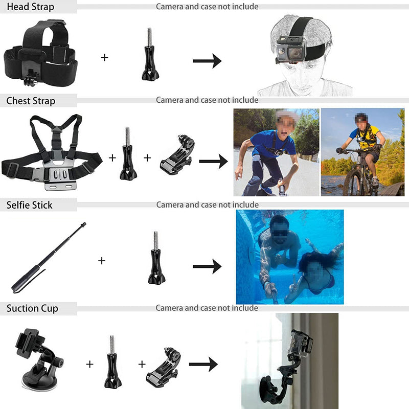 54-in-1 Accessories Kit for GoPro Hero 12 11 10 9 Waterproof Housing Silicone Case Tempered Glass Flim