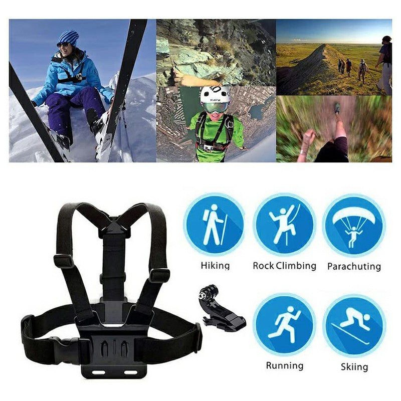 6-in-1 Accessories Kit for GoPro Hero Parts with Chest Strap, Mobile Phone Clip
