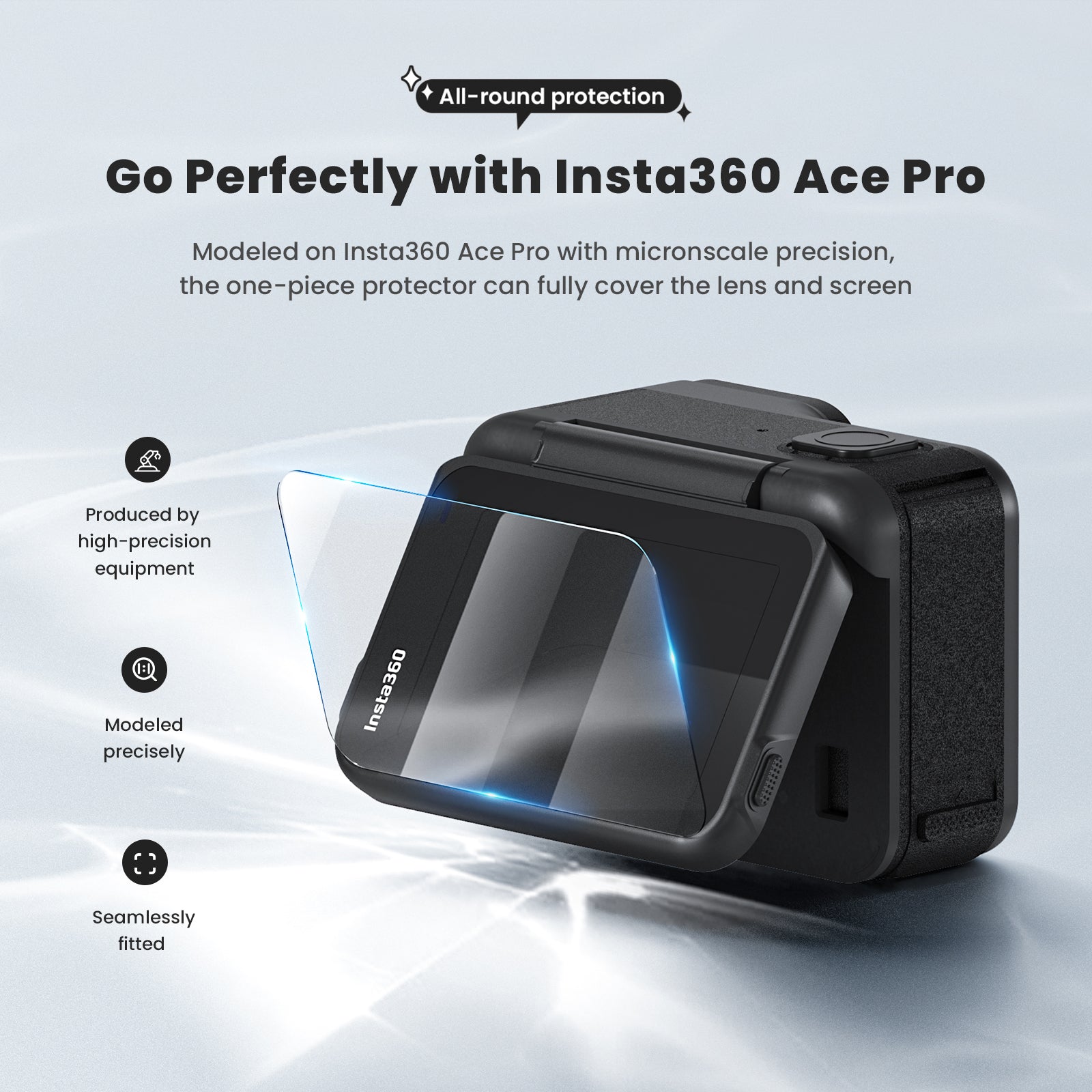 AMAGISN 2 Sets For Insta360 Ace Pro Tempered Glass Screen Protectors Set Front / Rear / Lens Film