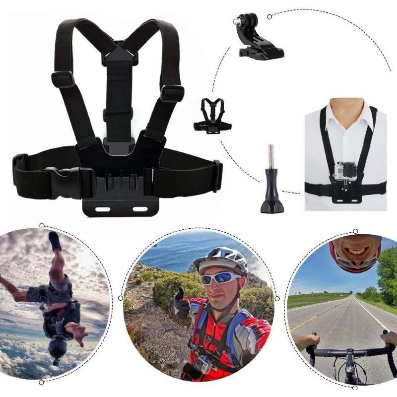 5-in-1 Accessories Kit for GoPro Hero Camera Outdoor Cycling Diving Parts with Chest Strap, Head Strap, Floating Grip