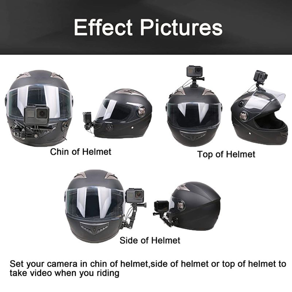 For GoPro Hero 9 / 10 / 11 / 12 Motorcycle Bicycle Helmet Mount Kit, 34-Piece Set Compatible with Sjcam, Xiaoyi, DJI