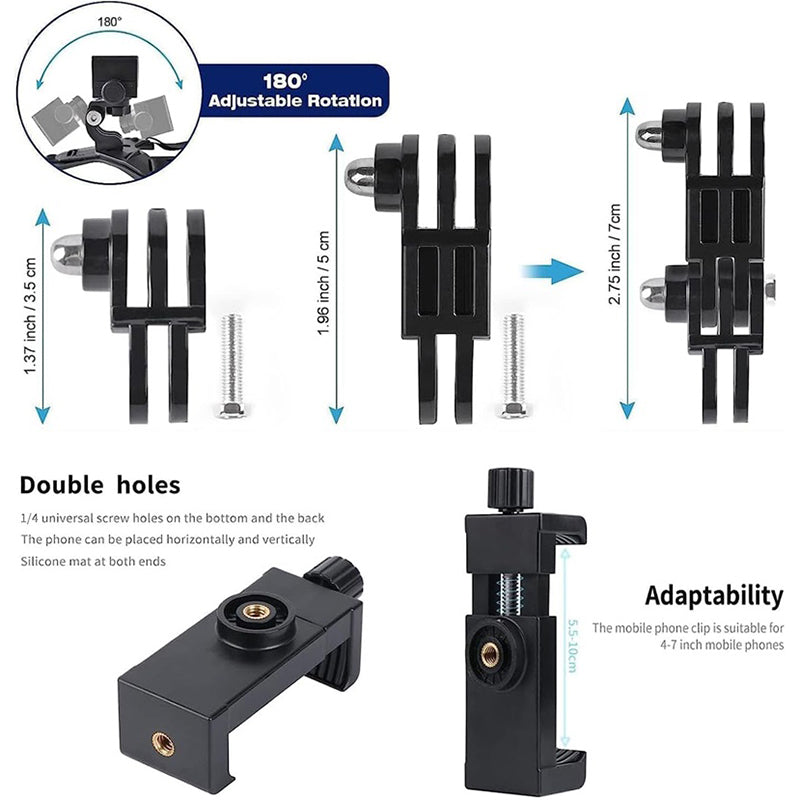 11-in-1 For GoPro Action Camera Accessories Kit Head Chest Strap Chin Bracket Phone Holder Set