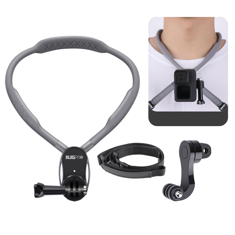 RUIGPRO For GoPro / Insta360 / DJI Action Camera Magnetic Neck Mount Bracket + Anti-shake Rope + Rotating Base