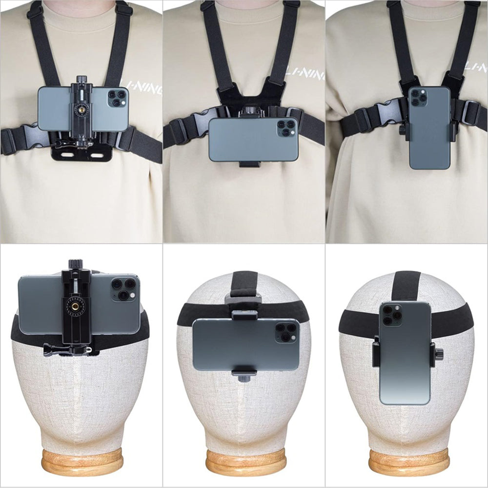 Universal Camera Chest Head Mount Strap Plastic+Alloy+Nylon Phone Clip Holder Bracket