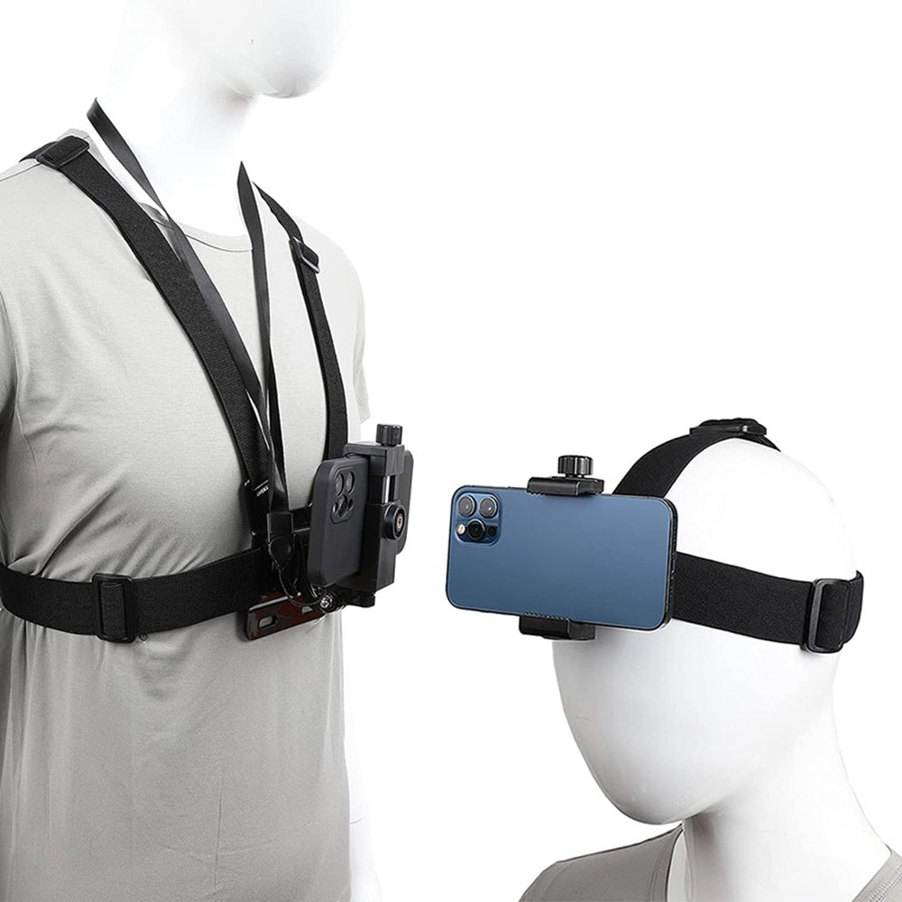 Universal Camera Chest Head Mount Strap Plastic+Alloy+Nylon Phone Clip Holder Bracket