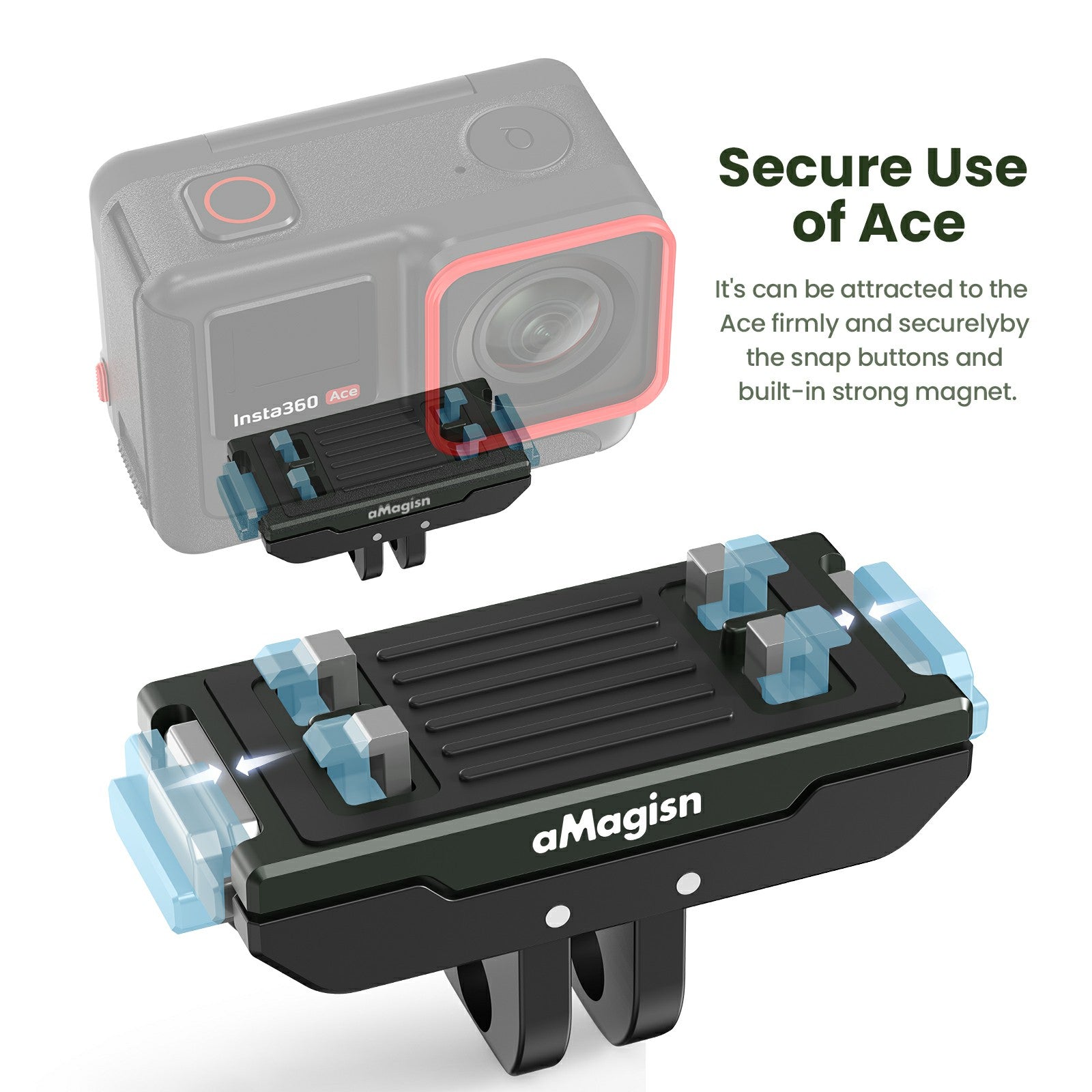 AMAGISN For Insta360 Ace Pro / Ace Action Camera Metal Magnetic Quick Release Adapter with Top Plate
