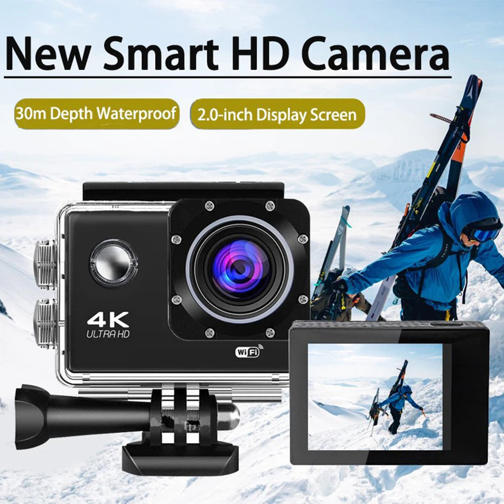 F201 2.0 Inch WiFi 4K Video Cam 120 Degree Wide Angle Action Camera with Waterproof Case