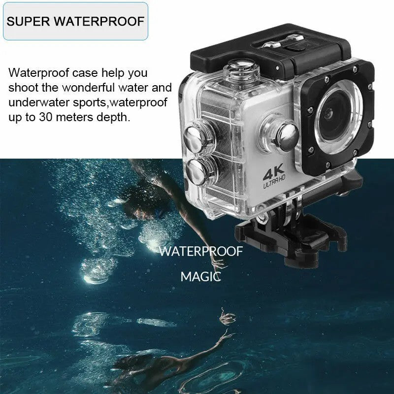F300A 2 Inch 4K 30fps WiFi Action Camera Wide Angle Underwater Camera with Waterproof Case