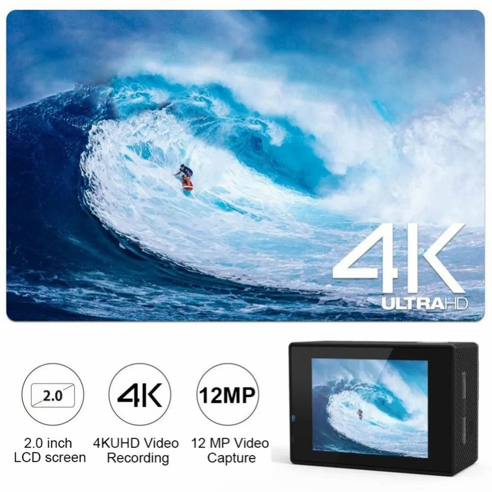 F300A 2 Inch 4K 30fps WiFi Action Camera Wide Angle Underwater Camera with Waterproof Case
