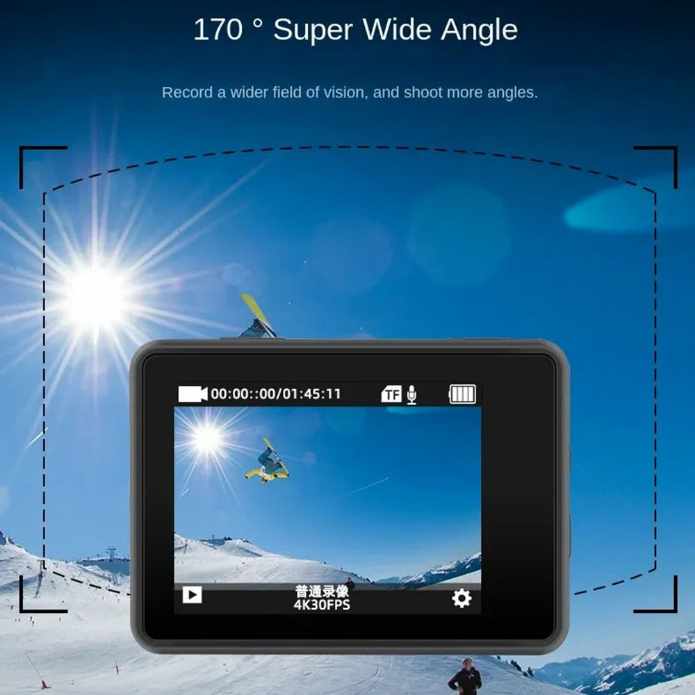 F300AB-R 2 Inch 4K 30fps WiFi Action Camera with HD Touch Screen 30m Underwater Camera with Waterproof Case