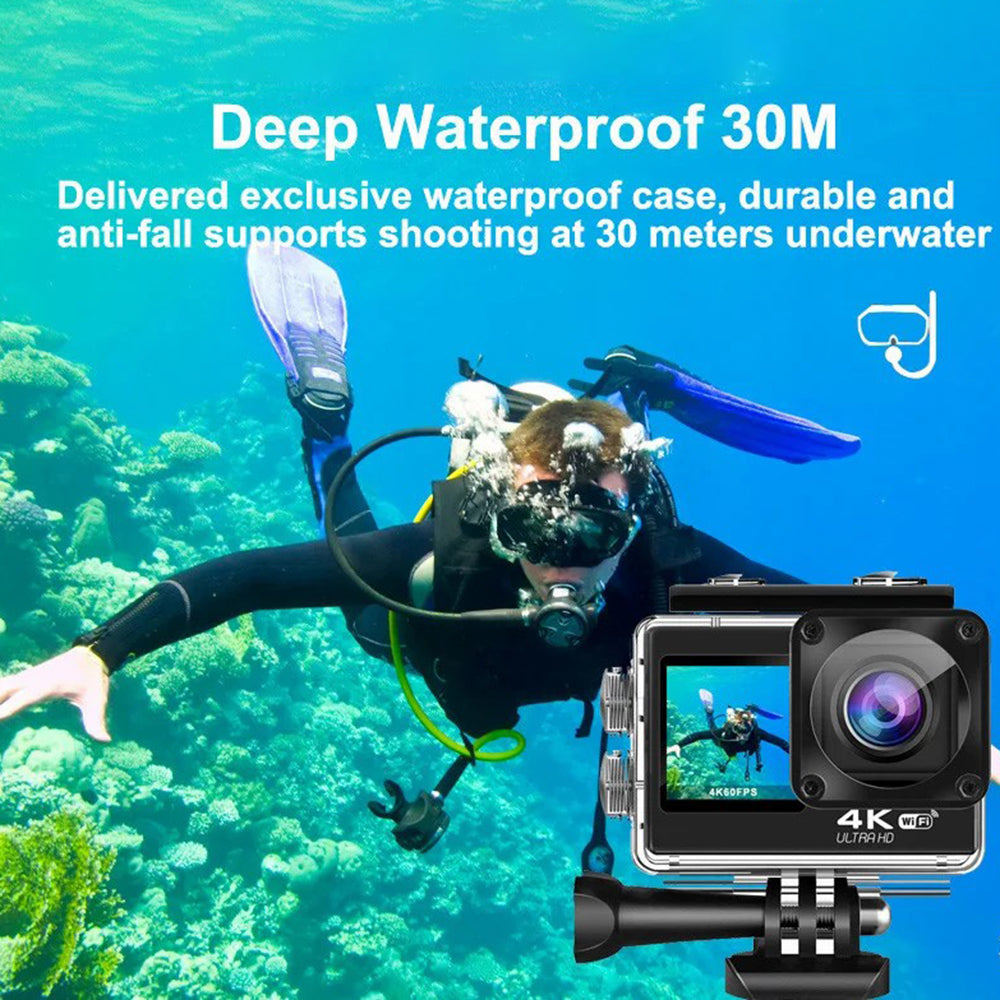 F300AB-R 2.0-inch 4K HD Anti-shake WiFi Action Camera with 30m Waterproof Case