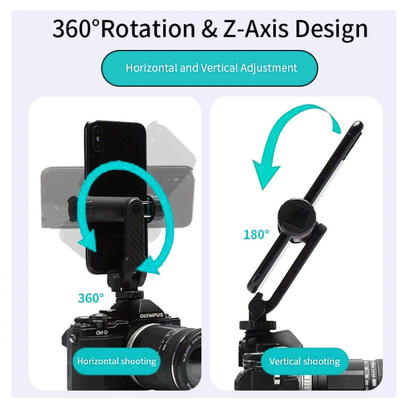 JMARY BH-05 Camera Smartphone Clamp Bracket 360-Degree Rotating Mount Holder