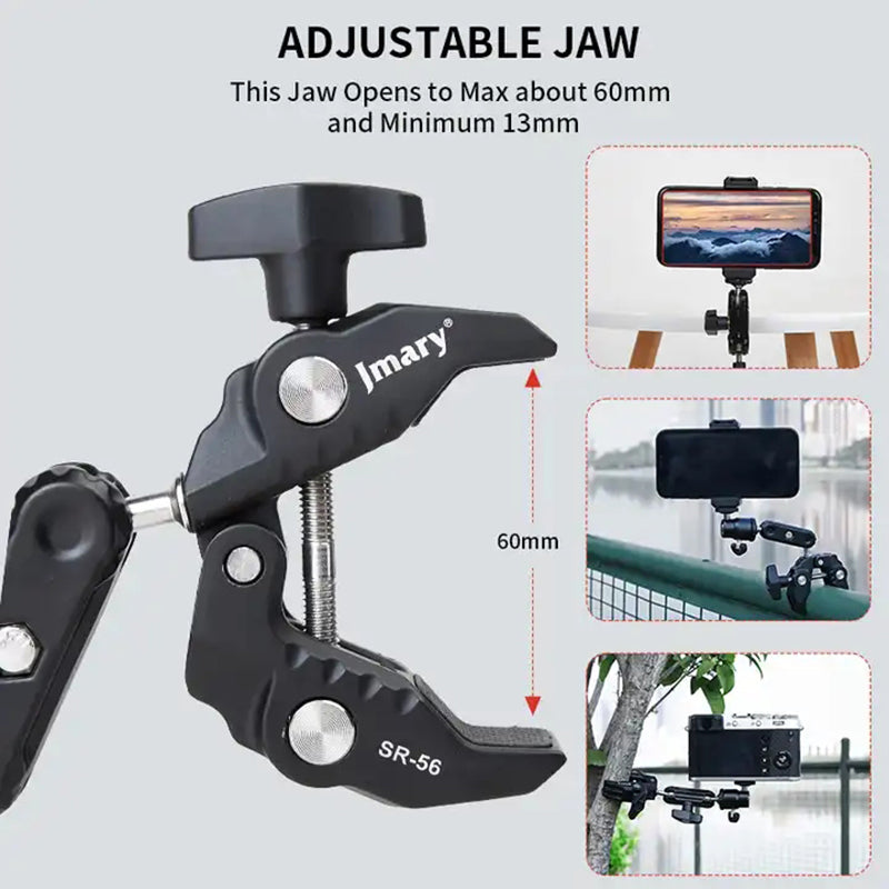 JMARY SR-56 For GoPro Action Camera Phone Holder Aluminum Camera Mount Clamp