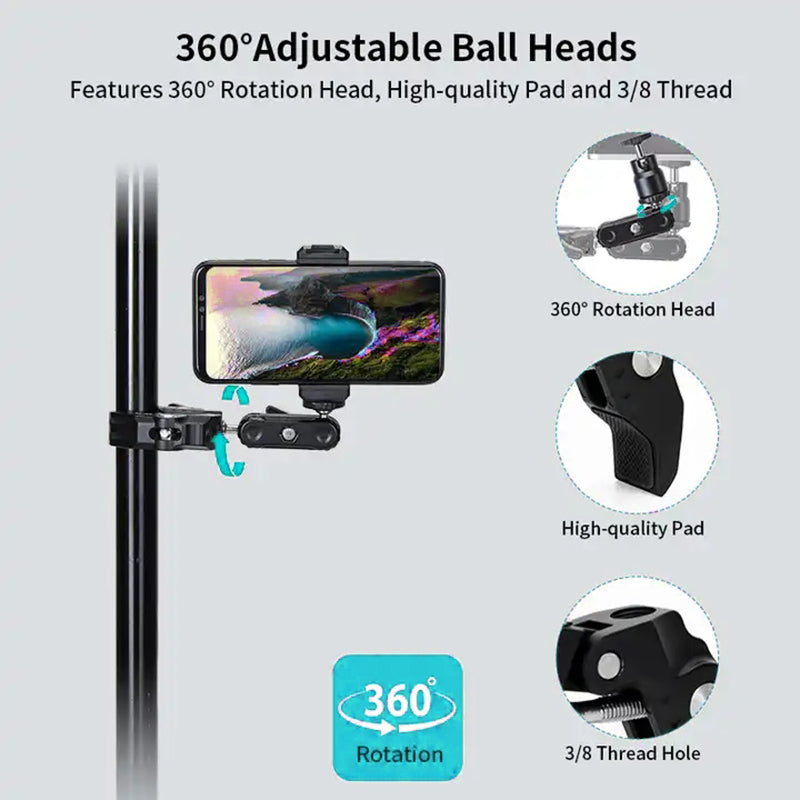 JMARY SR-56 For GoPro Action Camera Phone Holder Aluminum Camera Mount Clamp