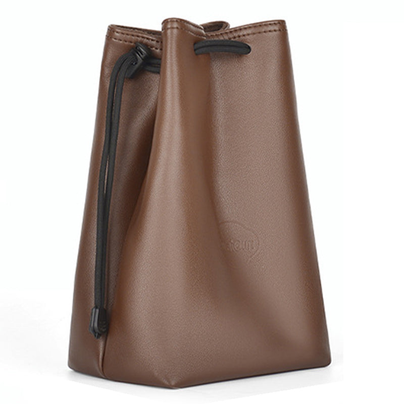 CWATCUN H60 Camera Lens Bag for Canon Nikon Sony PU Leather Drawstring Pouch, Size S