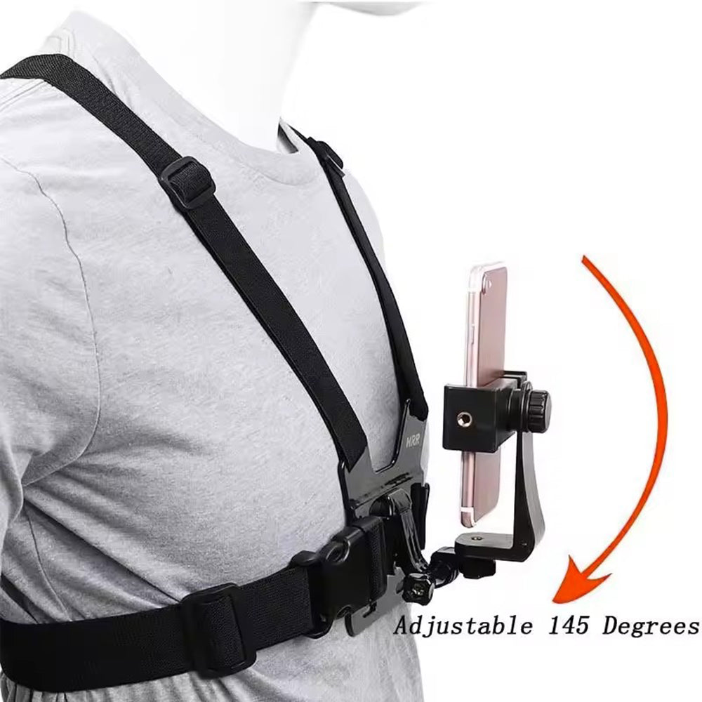 XD-27 Action Camera Mount Adjustable Chest Belt Nylon Strap with Phone Clip