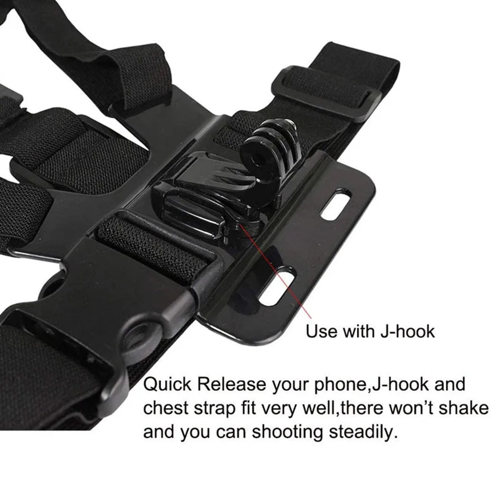 XD-27 Action Camera Mount Adjustable Chest Belt Nylon Strap with Phone Clip