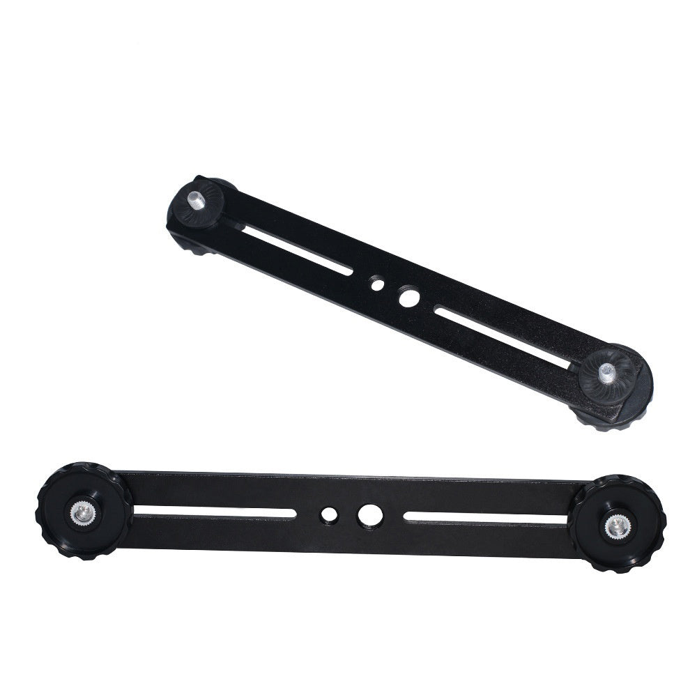 L084 1 / 4 Inch Dual Camera Mount Bracket Aluminum Alloy Extension Bar Bracket for DSLR LED Flash Light