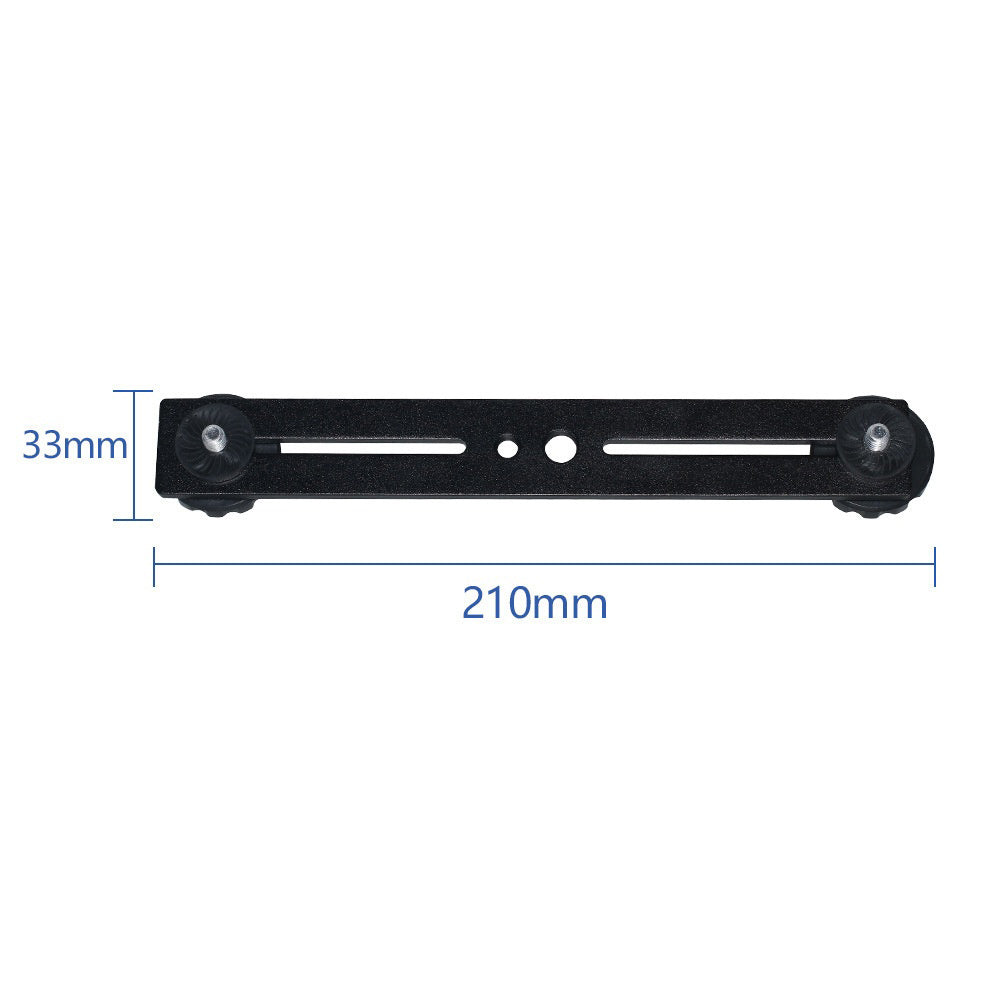L084 1 / 4 Inch Dual Camera Mount Bracket Aluminum Alloy Extension Bar Bracket for DSLR LED Flash Light