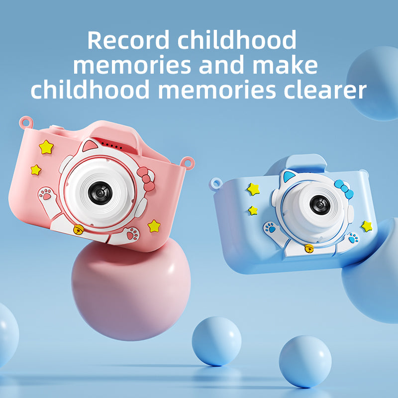 Y20 Cartoon Space Cat 2.0 inch Screen Camera Rechargeable Kids Camera Toy with Music and Game