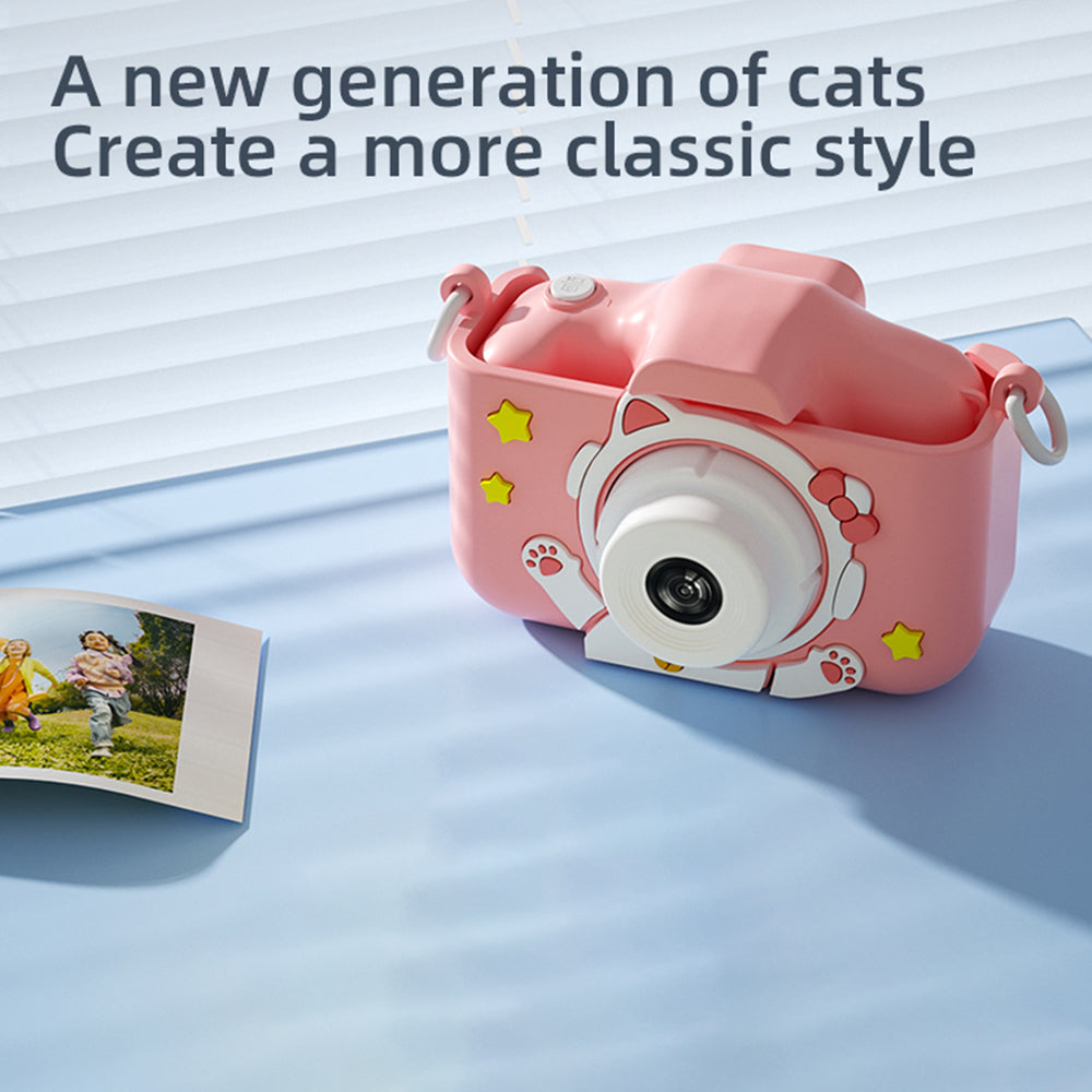 Y20 Cartoon Space Cat 2.0 inch Screen Camera Rechargeable Kids Camera Toy with Music and Game