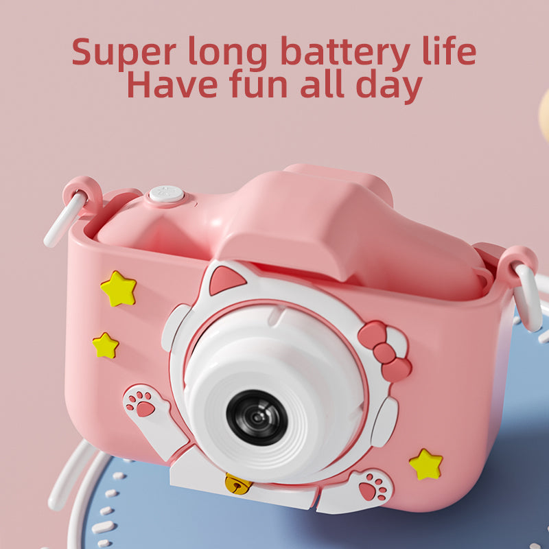 Y20 Cartoon Space Cat 2.0 inch Screen Camera Rechargeable Kids Camera Toy with Music and Game