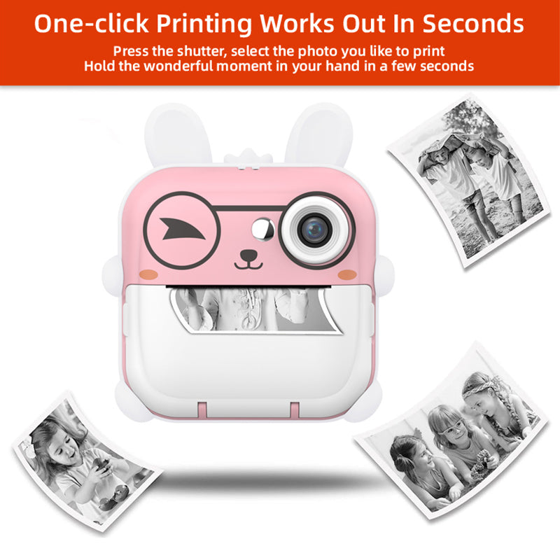 Q5 Kids Camera Instant Print Photo Mini Digital Video Camera, Cartoon Rabbit
