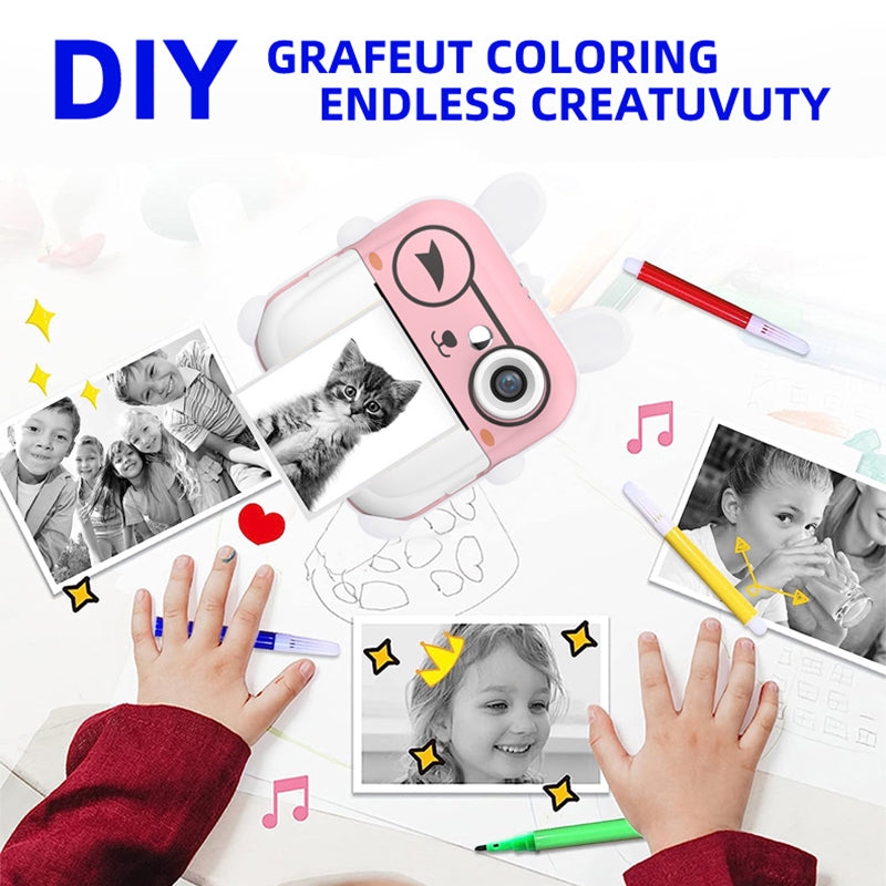 Q5 Kids Camera Instant Print Photo Mini Digital Video Camera, Cartoon Rabbit