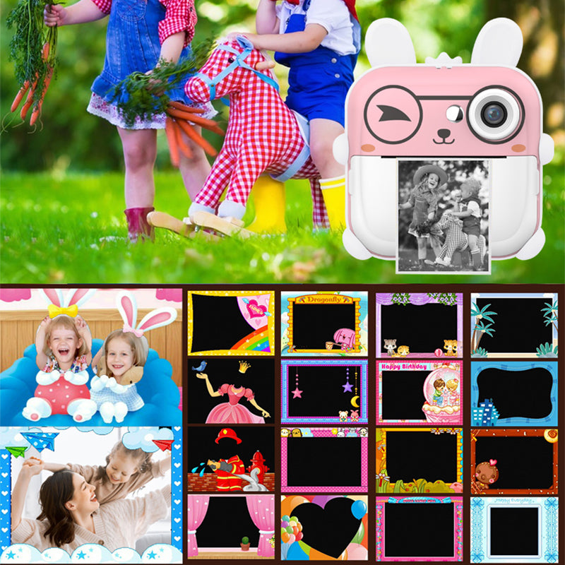 Q5 Kids Camera Instant Print Photo Mini Digital Video Camera, Cartoon Rabbit
