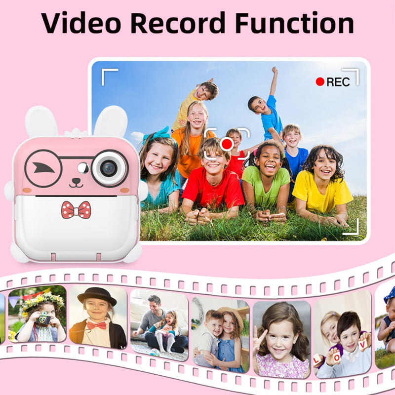 Q5 Kids Camera Instant Print Photo Mini Digital Video Camera, Cartoon Rabbit