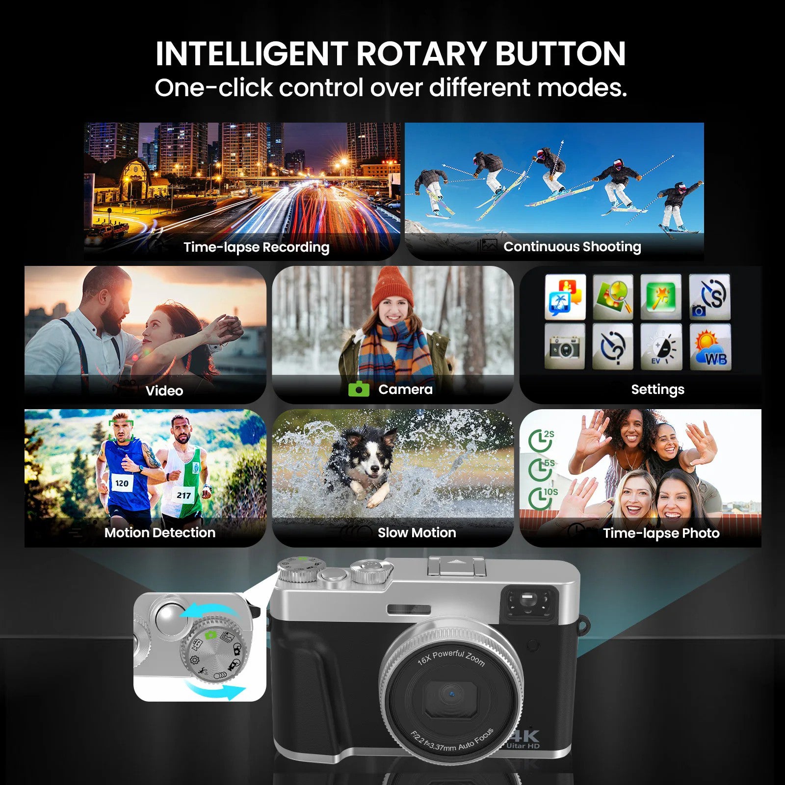 DC202L-AF Retro 4K Selfie Camera Photoflash Light Digital Camera for Kids Teens