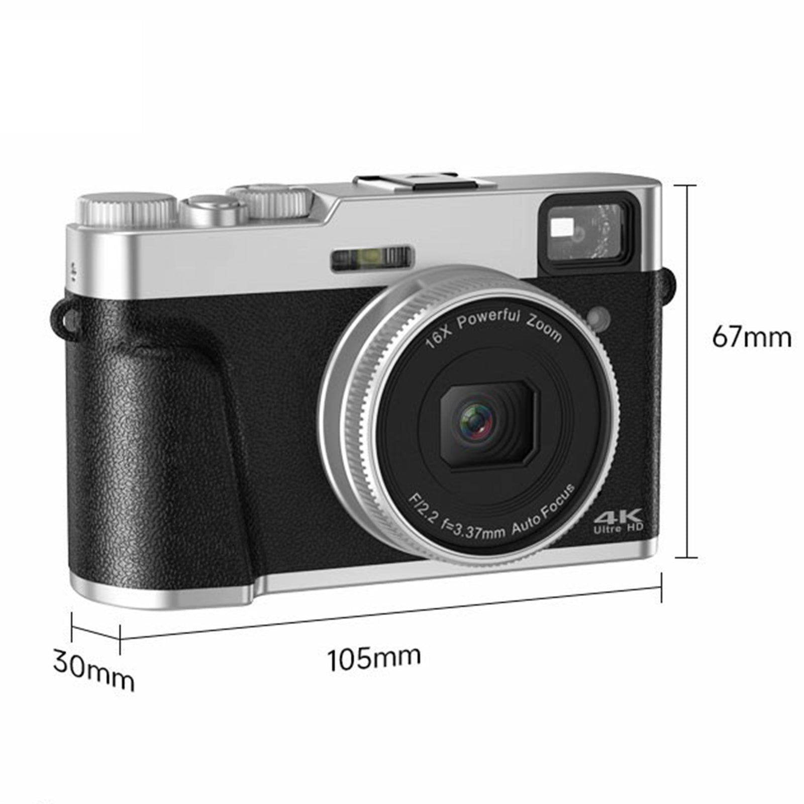 DC202L-AF Retro 4K Selfie Camera Photoflash Light Digital Camera for Kids Teens