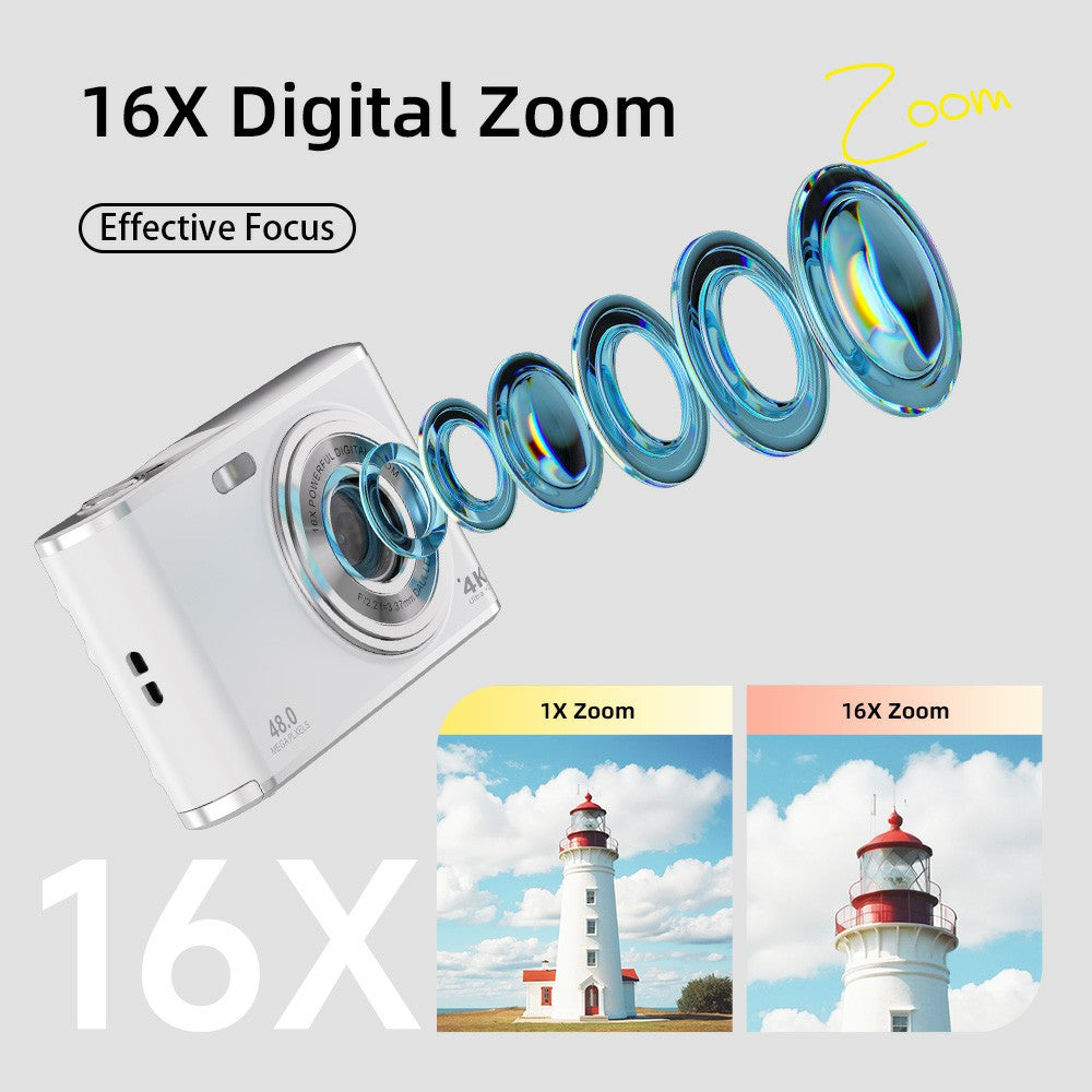 DC306L-AF Front and Rear Dual-Lens Digital Camera Auto Focus 16X Zoom Vlogging Camera for Teens