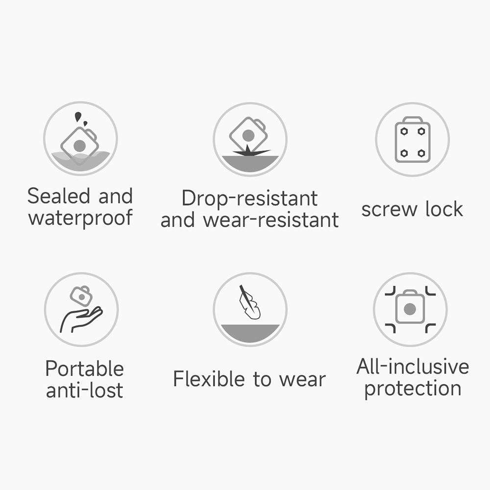 IP67 Waterproof Case for AirTag Bluetooth Tracker TPU+PC Full Body Protective Cover - Black