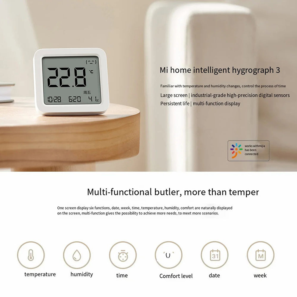 XIAOMI MIJIA MJWSDO5MMC Smart Thermometer Home Hygrometer Clock Humidity Monitor